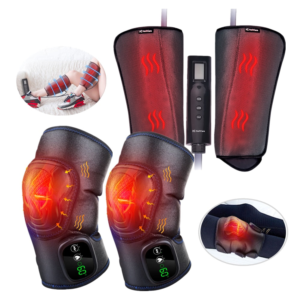 Heat Therapy Knee Massager Relieve Arthritis Pain Knee Joint Brace Support Vibration High Frequency Foot Leg Massage Relaxation.