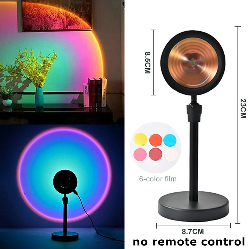 Night Lights Sunset Rainbow Projector Usb Bedside Table Lamp Valentines Day Gift Lamps Bedroom Bar Coffee LED Atmosphere Light.