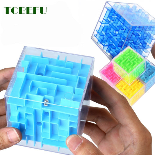 TOBEFU 3D Maze Magic Cube Transparent Six-sided Puzzle Speed Cube Rolling Ball Game Cubos Maze Toys for Children Educational.