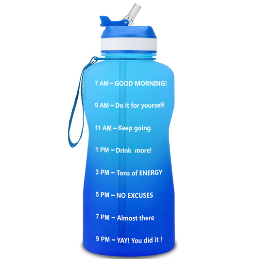 QuiFit 2L 1.3L 64OZ 43oz Tritan Water Bottle With Straw &amp; Time Markings BPA Free Portable Protein Shaker Sports GYM Drinking Jug