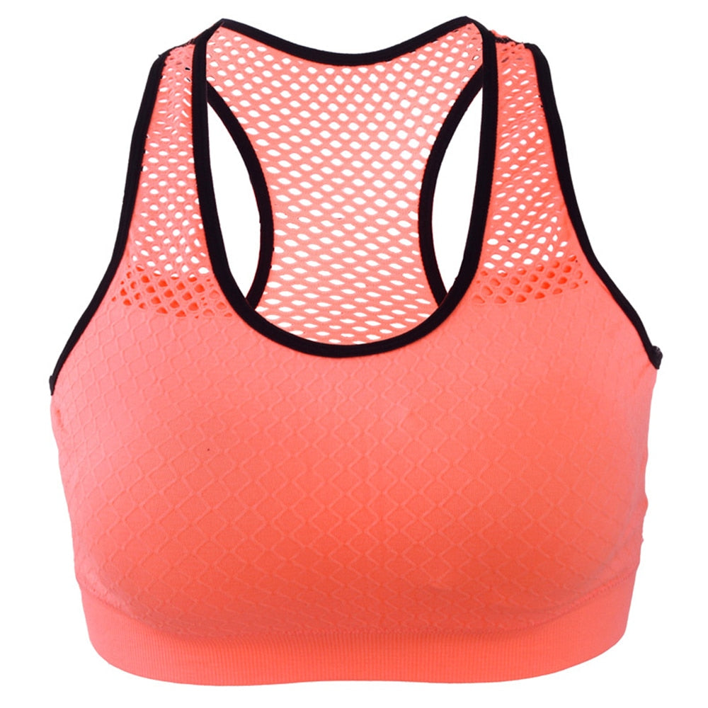 Sports Bra Women Yoga Running Workout Mesh Breathable Medium Supports Fitness Activity Bras Quick-Dry Compression Women Bras