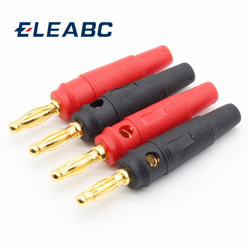 4pcs New 4mm Plugs pure copper Gold Plated Musical Speaker Cable Wire Pin Banana Plug Connectors.