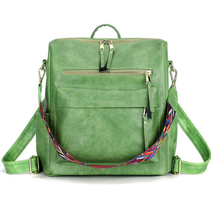 Retro Large capacity Backpack Women PU Leather Rucksack Women's Knapsack Travel Backpacks Shoulder School Bags Mochila Back Pack