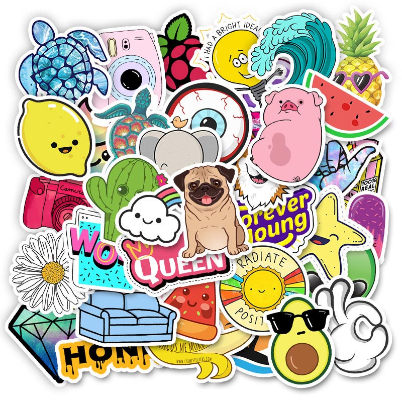 50PCS Cool Summer Vsco Stickers Pack Pink Girl Anime Stiker For Children On The Laptop Fridge Phone Skateboard Suitcase Sticker.