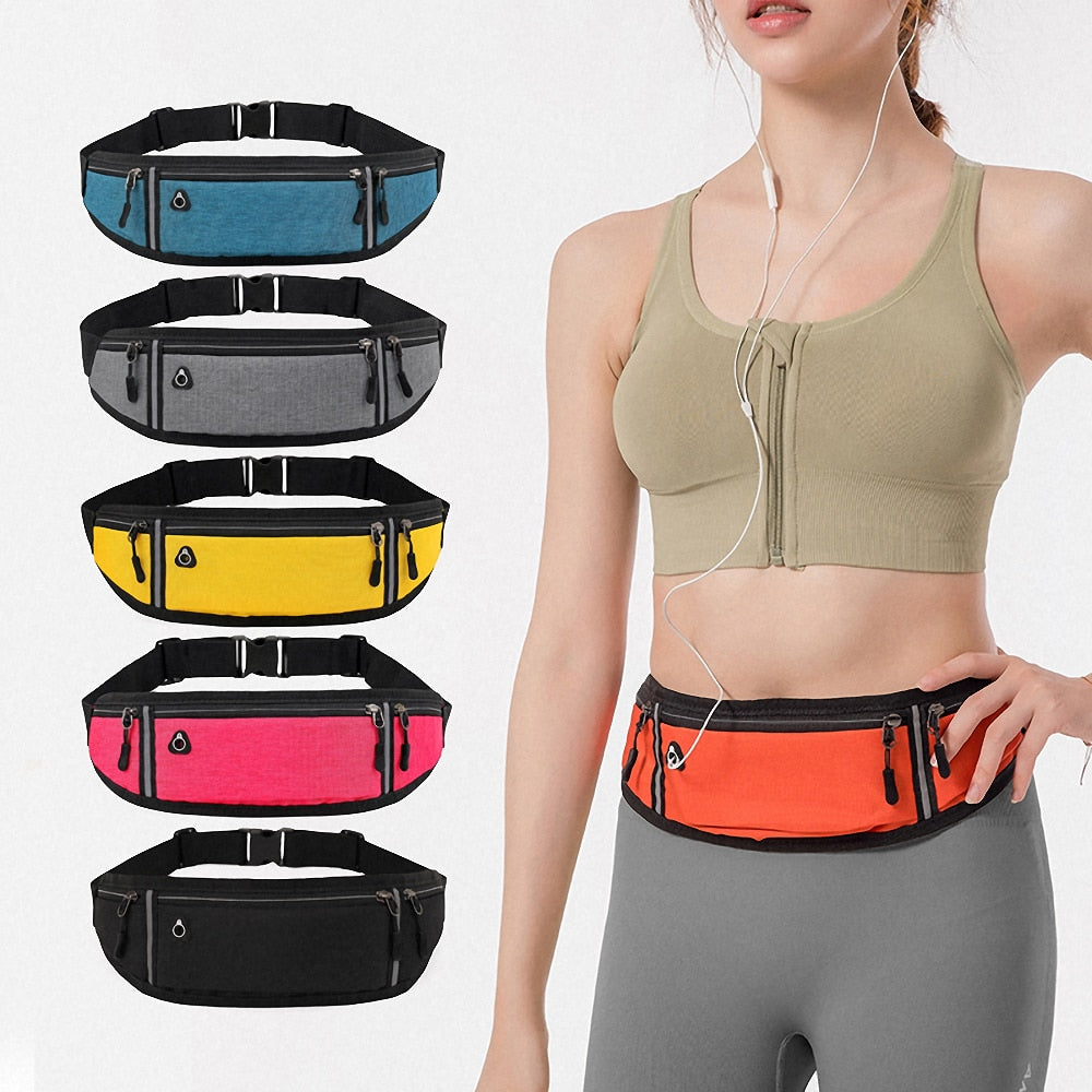 Sports Waist Bag Reflective Strip Fitness Mobile Phone Bag Pocket Waterproof Invisible Running Belt Bag Outdoor Fitness Bag