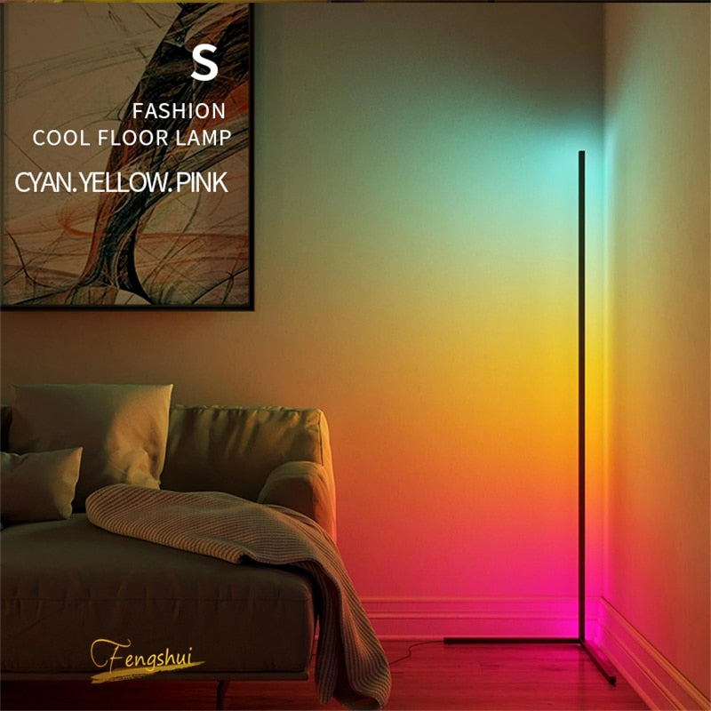 Nordic LED Decoration RGB Floor Lamp Remote Control Bedroom Atmosphere Lamp Bedroom Living Room Colorful Light Standing Lighting.