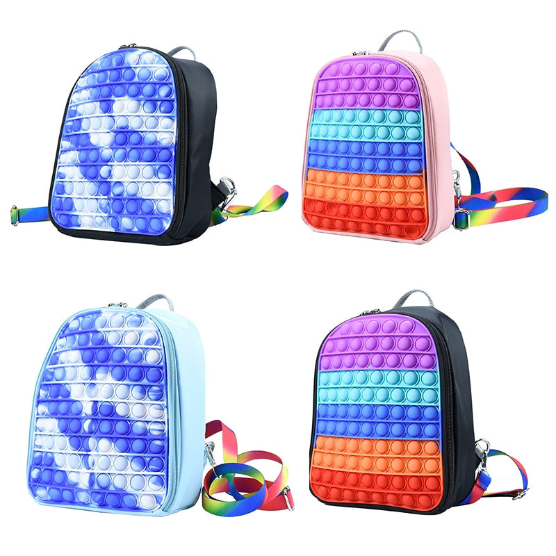 New Backpack Pop Silicone Push Bubble Backpack Student Bag Sensory Anti-stress Pops Boy Girl Backpack Children Relax Fidget Toys.