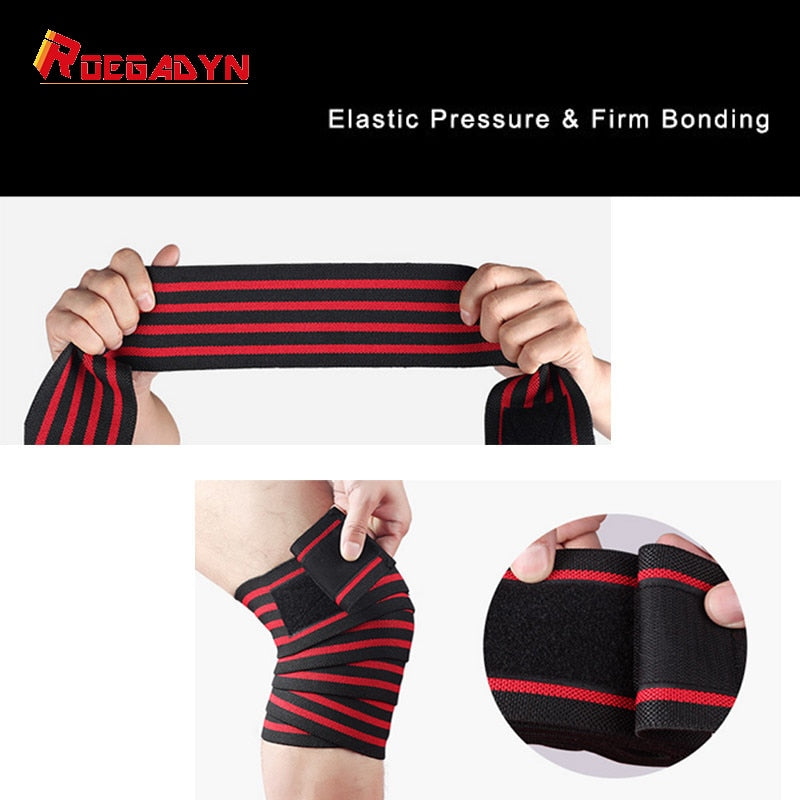 ROEGADYN Professional Weightlifting 2m Elastic Knee Wrap Fitness Knee Support Brace Heavy Weight  Squat Training Knee Brace