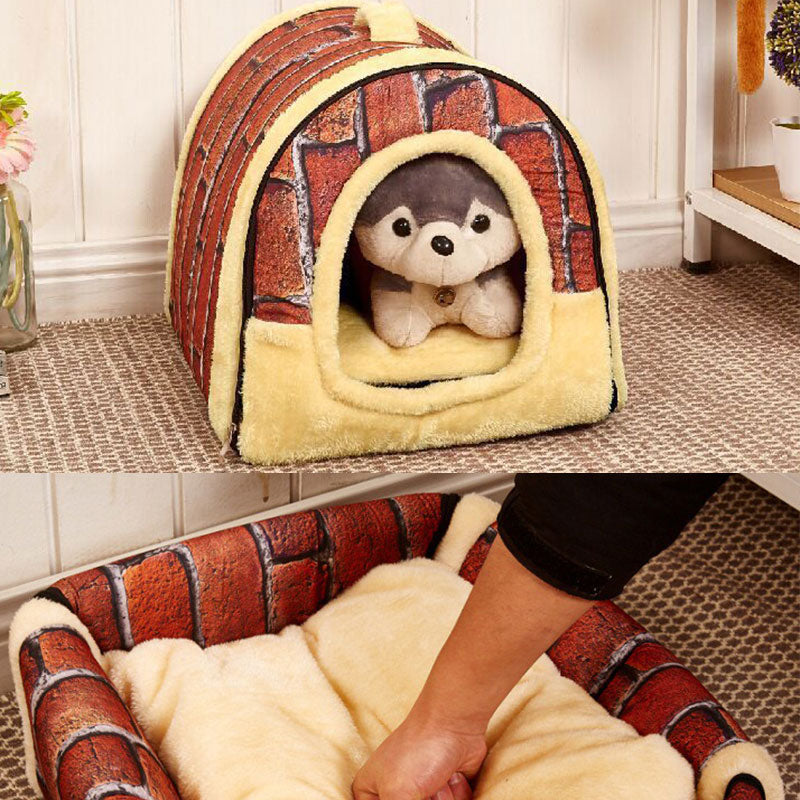 Removable Washable Pet Dog House Cat House Mat Cat Litter Cute Cat House Small Medium Sized Pet Dog Gave Dog Bed Lazy Animal Bed