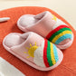 Winter Rainbow Kids Slippers For Grils Boys Indoor Shoes Baby Girl Fur Slides Cotton Flip Flop New Warm House Children Slippers
