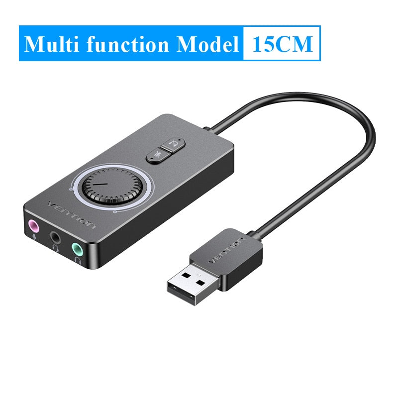 Vention USB External Sound Card USB to 3.5mm Audio Adapter USB to Earphone Microphone for Macbook Computer Laptop PS4 Sound Card.