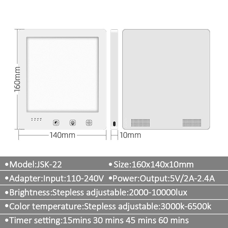 Sad Lamp Stepless Dimming Phototherapy Bionic Solar Light Touch Therapy Light Lamp Depression Anti-fatigue Lamp