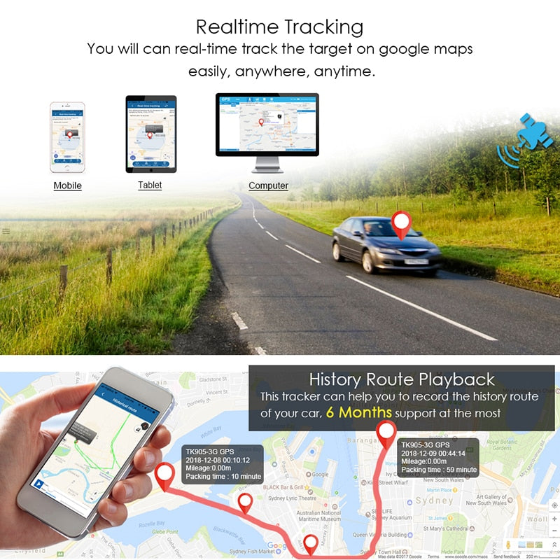 GPS Tracker Car Tracker 90 Day Standby Tkstar TK905 GPRS GPS Locator Waterproof Vehicle Tracker 2G Magnet Voice Monitor Free APP.