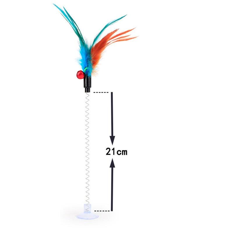 Cat Toy 1pc Funny Interactive Suction Spring Cat Toy Cat Feather Wand Cat Teaser Pet Interactive Supplies Cat Favor Random Color