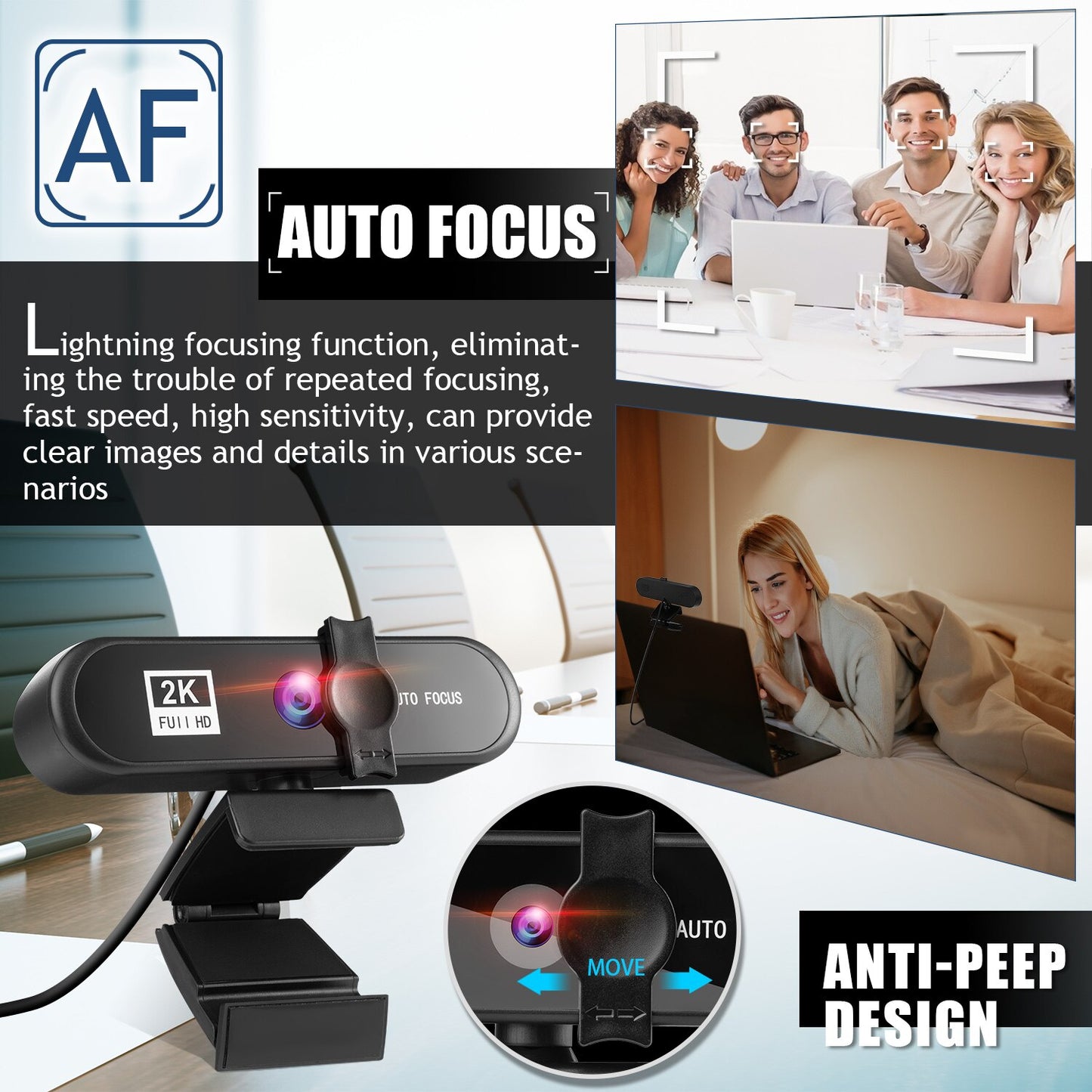 4K Webcam Full HD 1080P Web Camera For PC Computer Laptop Video Record Autofocus Lens 8MP Webcam With Microphone Privacy Cover.