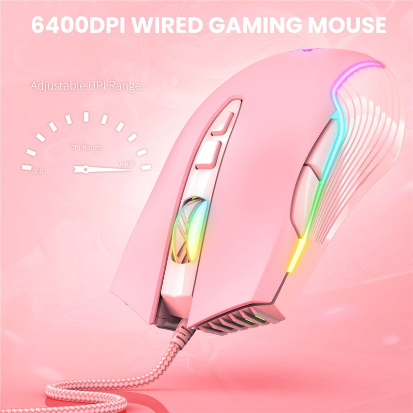 ONIKUMA CW905 6400 DPI Wired Gaming Mouse USB Game Mice 7 Buttons Design Breathing LED Colors for Laptop PC Gamer.
