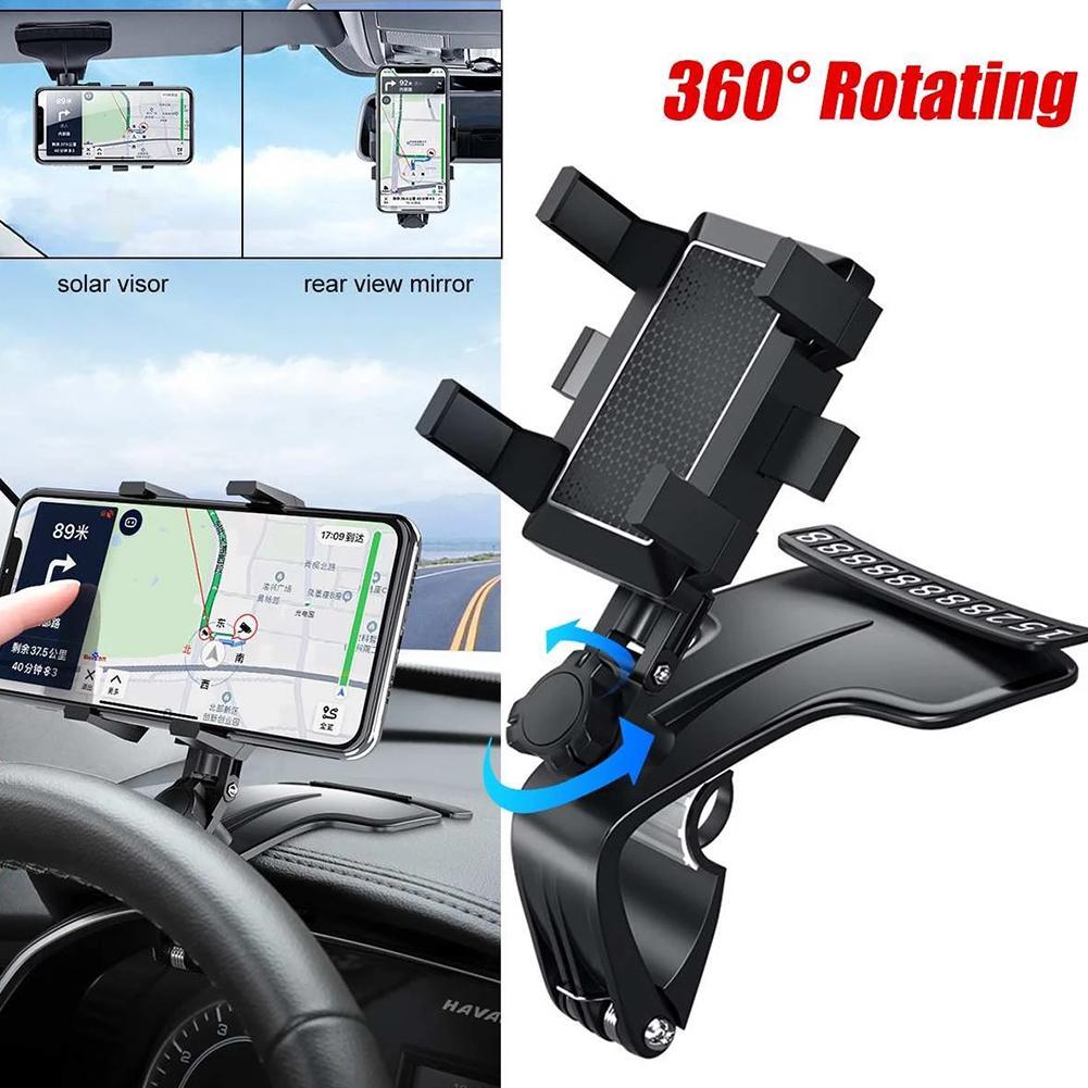 Dashboard Car Phone Holder 1200 Degree Mobile Phone Stands Rearview Mirror Sun Visor In Car GPS Navigation Bracket Adjustable.