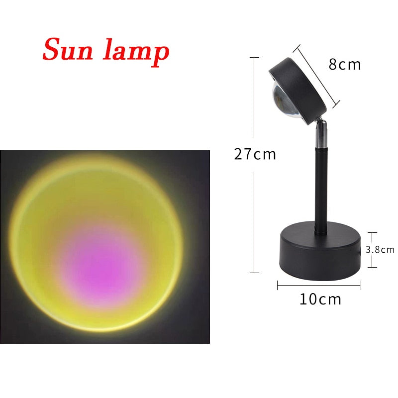 USB Rainbow Sunset Red Projector Led Night Light Sun Projection Desk Lamp for Bedroom Bar Coffee Store Wall Decoration Lighting.