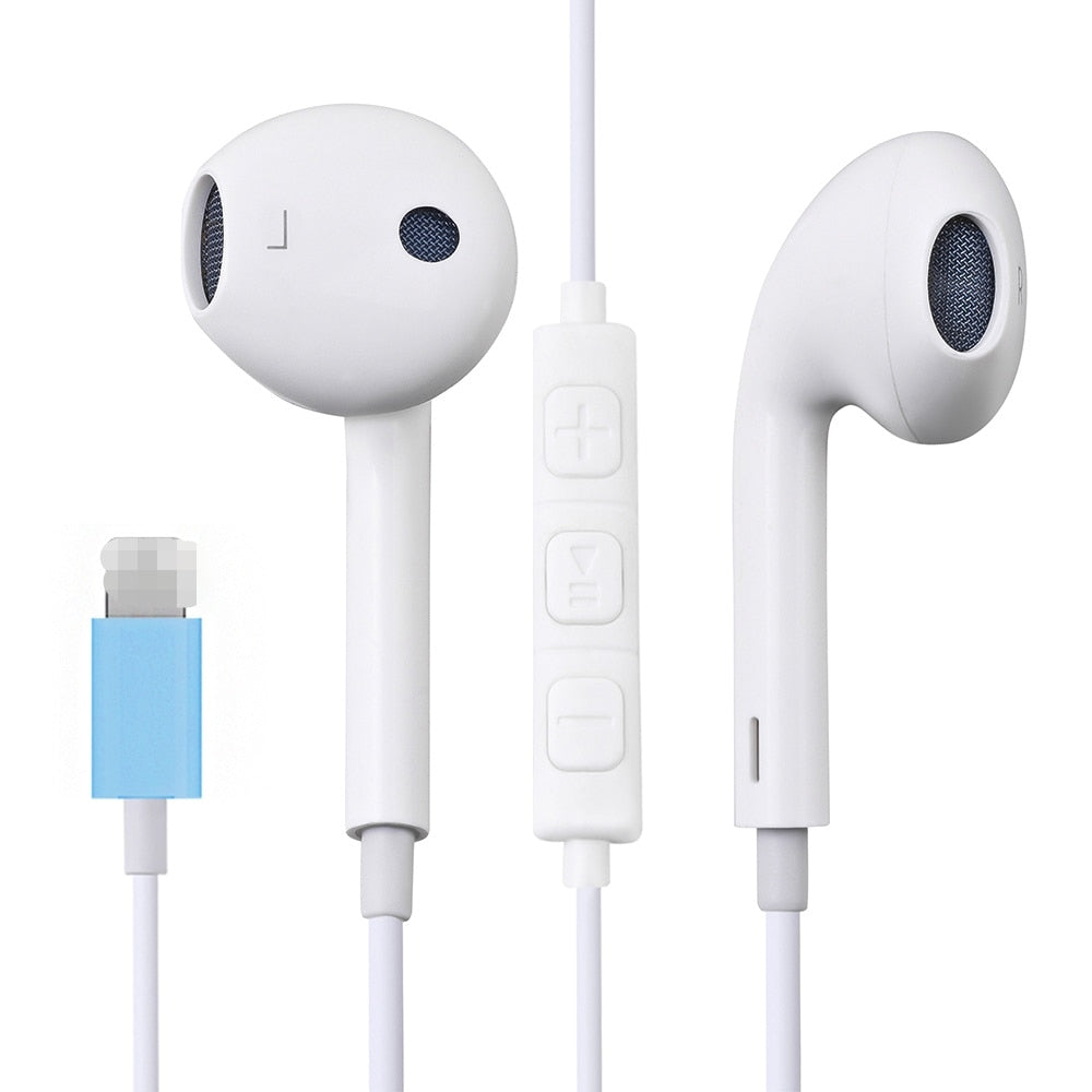 In Ear Earphone for iPhone SE 12 11 7 8 Plus XS MAX Pro Stereo Sound Wired Earbud Wire Control Bluetooth-compatible Headset.