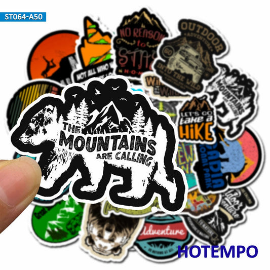 50pcs Outdoor Wild Camping Adventure Climbing Travel Landscape Waterproof Stickers for Phone Laptop Bike Motorcycle Car Sticker.