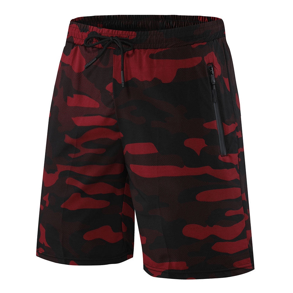 Men&#39;s Shorts Fitness Shorts Running Sports Men&#39;s Fitness Shorts Camouflage Zipper Pocket Sports Shorts