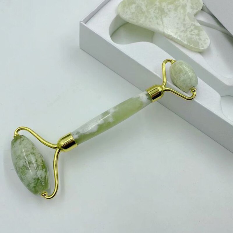 Natural Jade Roller and Gua Sha Set with Box Massager for Face Massage Roller Facial Lift Beauty Skin Care Tools Face Massagers