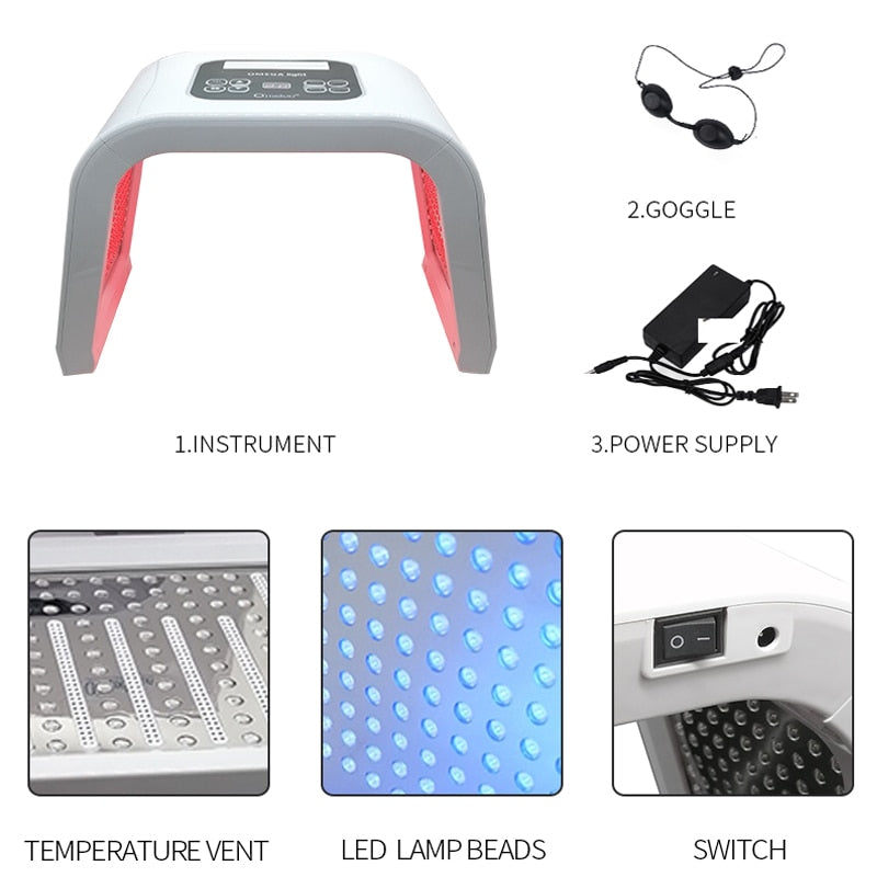 Foldable LED Facial Device Spectrometer Acne Removal Agent Photon Skin Rejuvenation Beauty Salon Device Phototherapy Instrument.