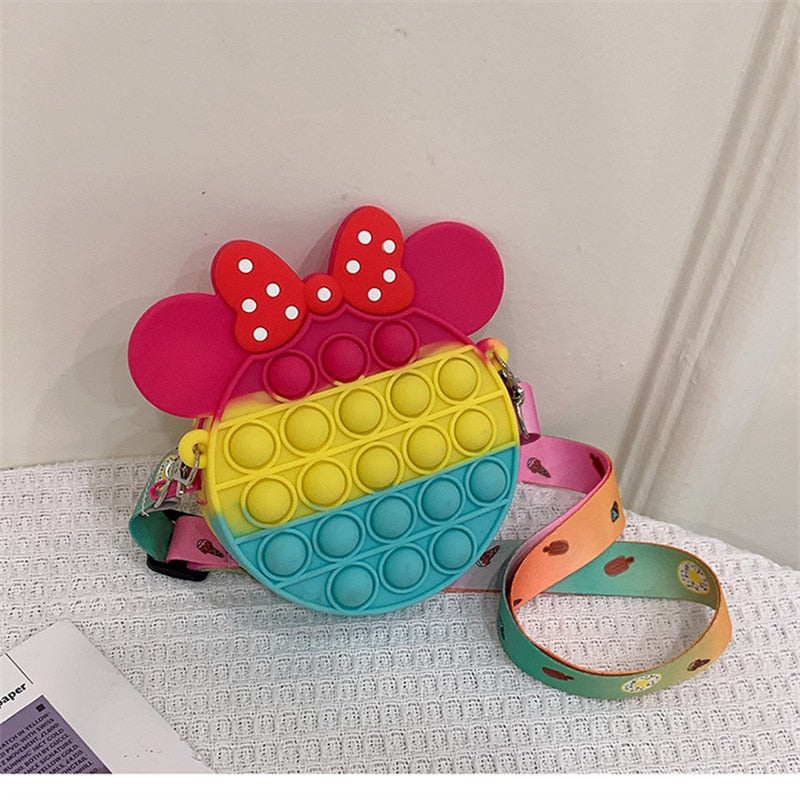 Pop It Minnie Toys Cute Color Bow Push Bubble Anti Stress Children Bags Women Antistress Popit Squishy Squeeze Toy Girls Gifts.