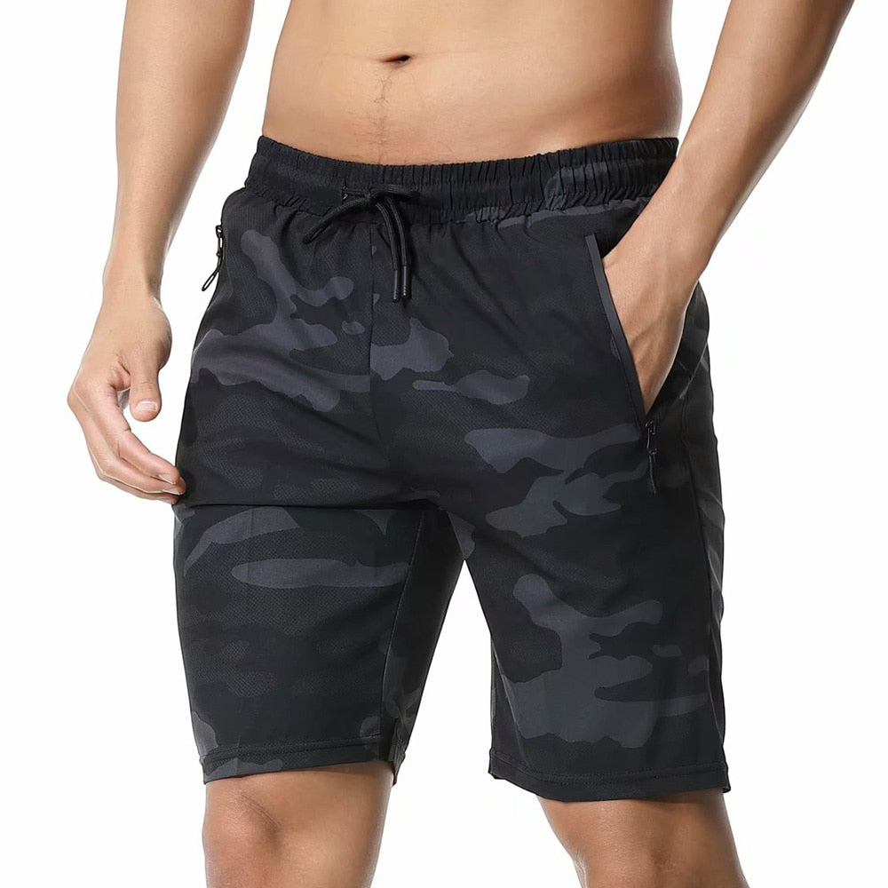 Men&#39;s Shorts Fitness Shorts Running Sports Men&#39;s Fitness Shorts Camouflage Zipper Pocket Sports Shorts