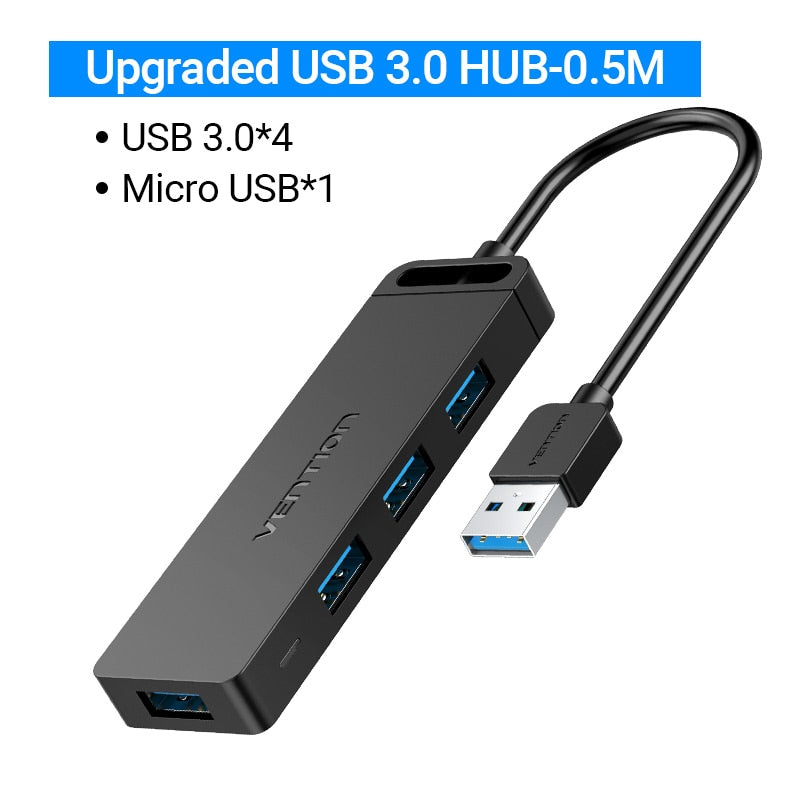 Vention USB HUB 3.0 HUB USB 2.0 HUB Multi USB Splitter Adapter 4 Ports Speed with Micro USB Charging Port for PC Laptop HUB USB.