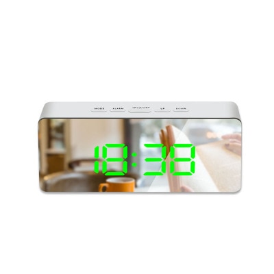 LED Mirror Alarm Clock Digital Snooze Table Clock Wake Up Light Electronic Large Time Temperature Display Home Decoration Clock.