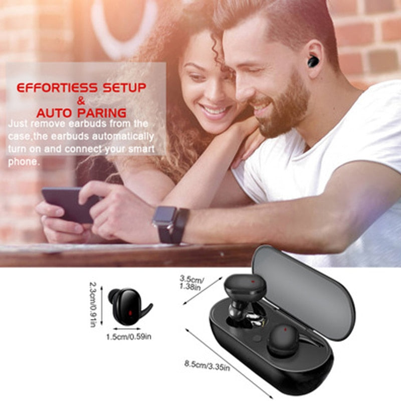 Y30 TWS Wireless Headphones Bluetooth Touch Control Sport Headset Waterproof Microphone Music Earphones Works On All Smartphones.