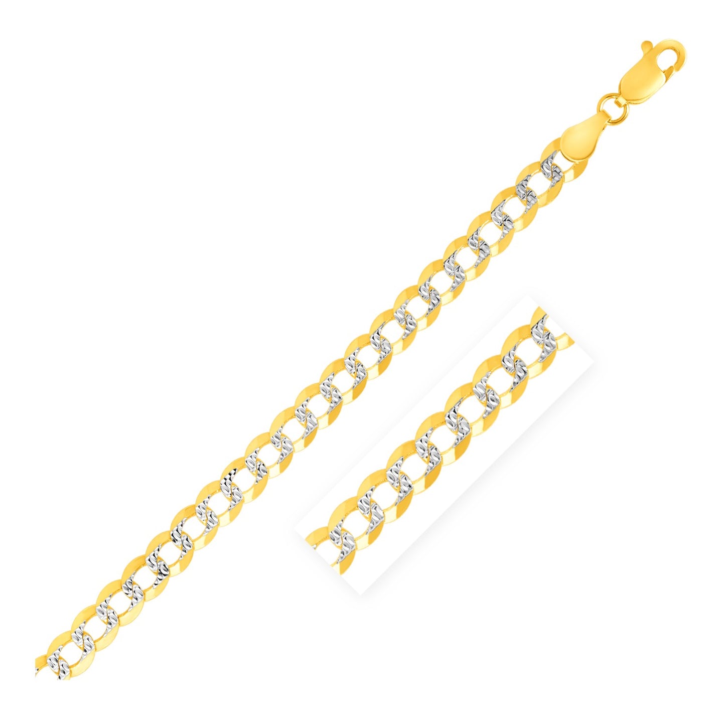 3.6mm 14k Two Tone Gold Pave Curb Bracelet