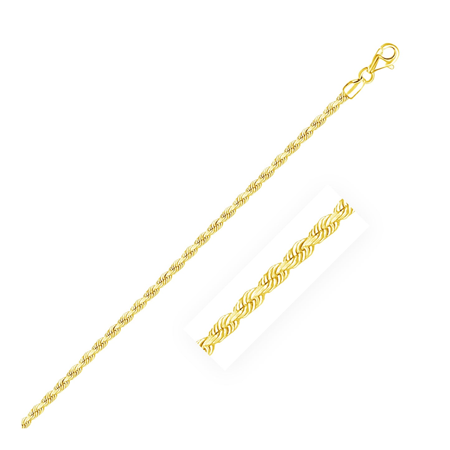 2.5mm 14k Yellow Gold Solid Diamond Cut Rope Bracelet