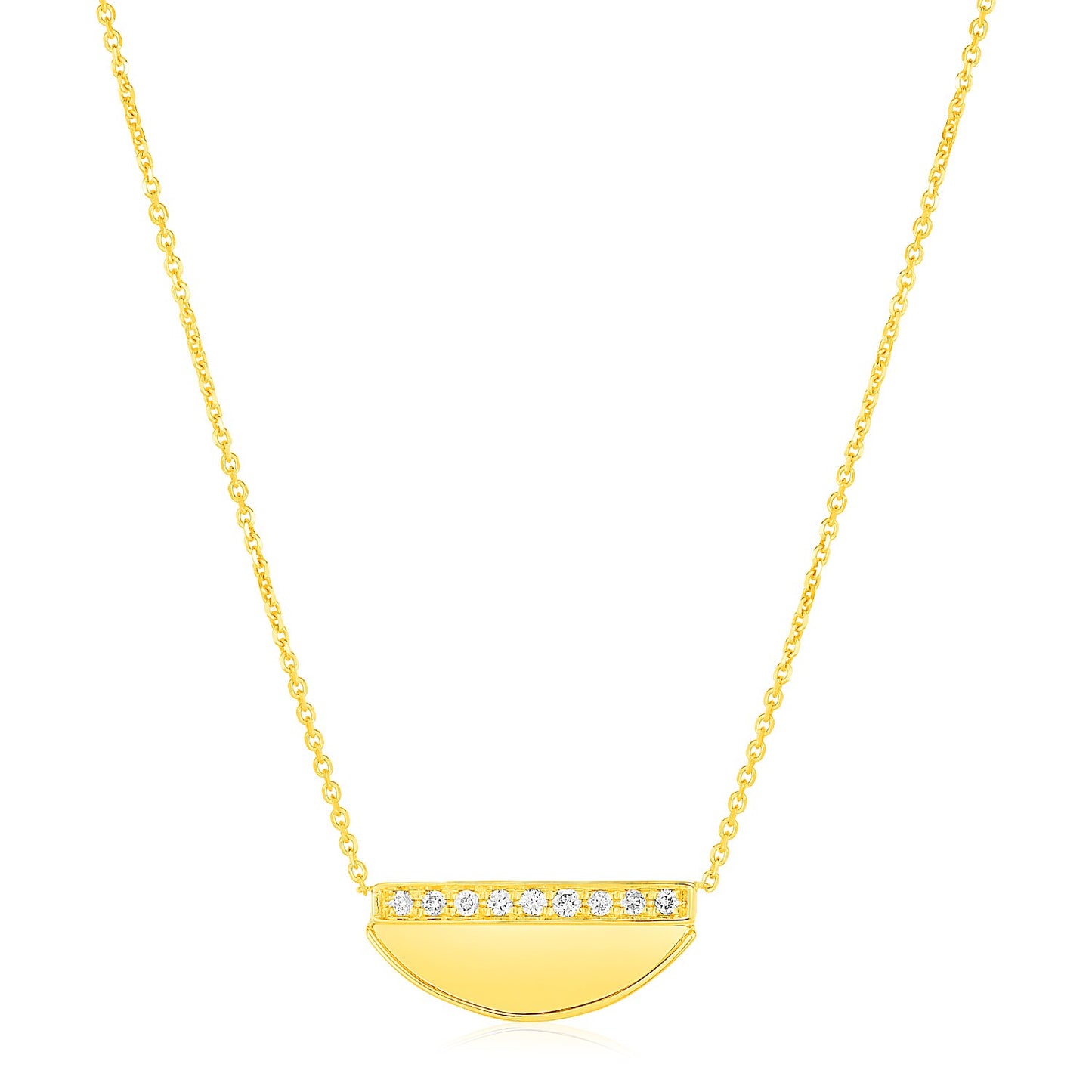 14K Yellow Gold Half Moon Necklace with Diamonds