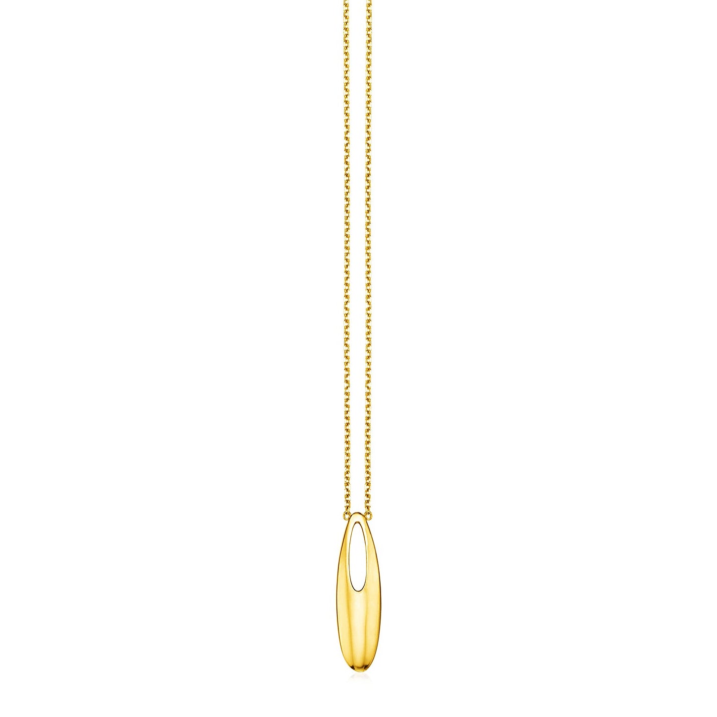 14k Yellow Gold Necklace with Oval Pendant