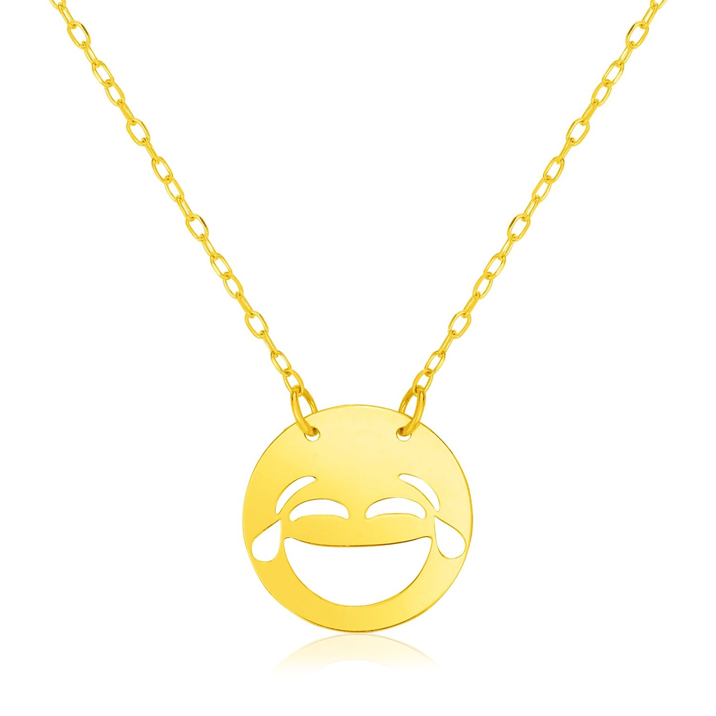 14k Yellow Gold Necklace with LOL Emoji Symbol