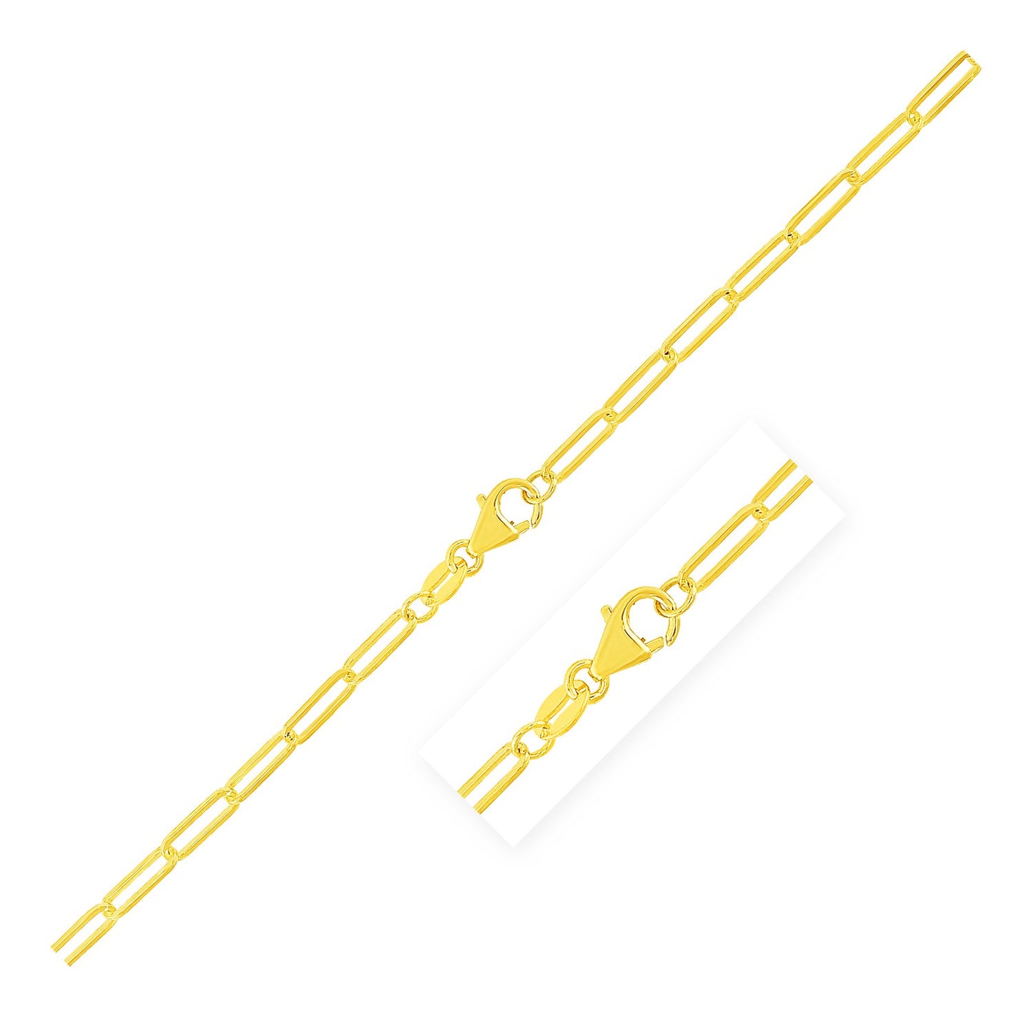 14K Yellow Gold Paperclip Bracelet (2.5mm)