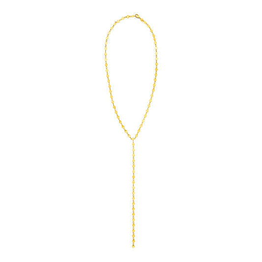 14k Yellow Gold 17 inch Lariat Necklace with Polished Circles