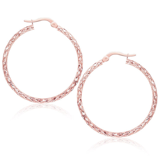 Large Textured Hoop Earrings in 10k Rose Gold