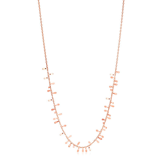 14K Rose Gold Necklace with Polished Leaf Motifs