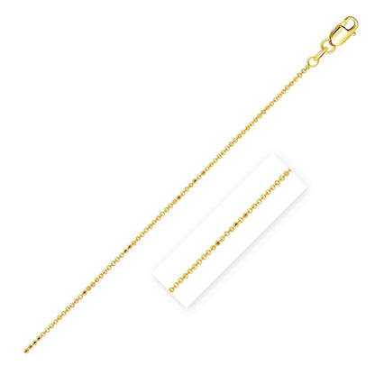 14k Yellow Gold Diamond Cut Bead Chain 1.0mm