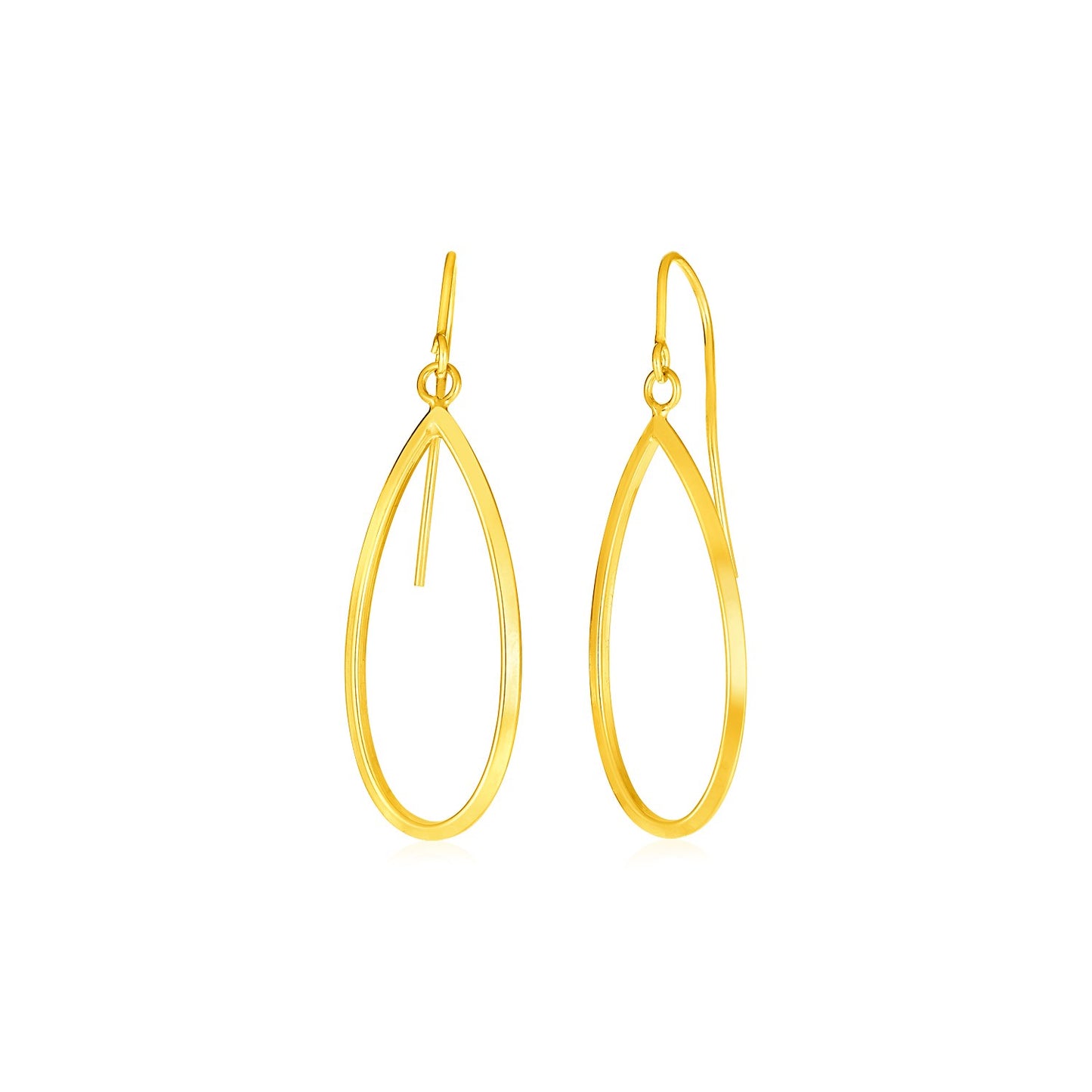 14k Yellow Gold Earrings with Polished Open Teardrop Dangles