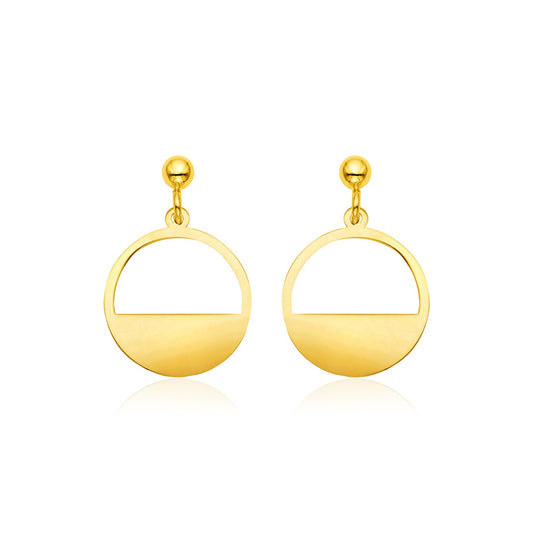 14k Yellow Gold Half Open Circle Earrings