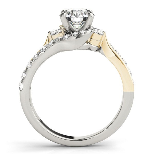 14k White And Yellow Gold Round Bypass Diamond Engagement Ring (1 1/2 cttw)