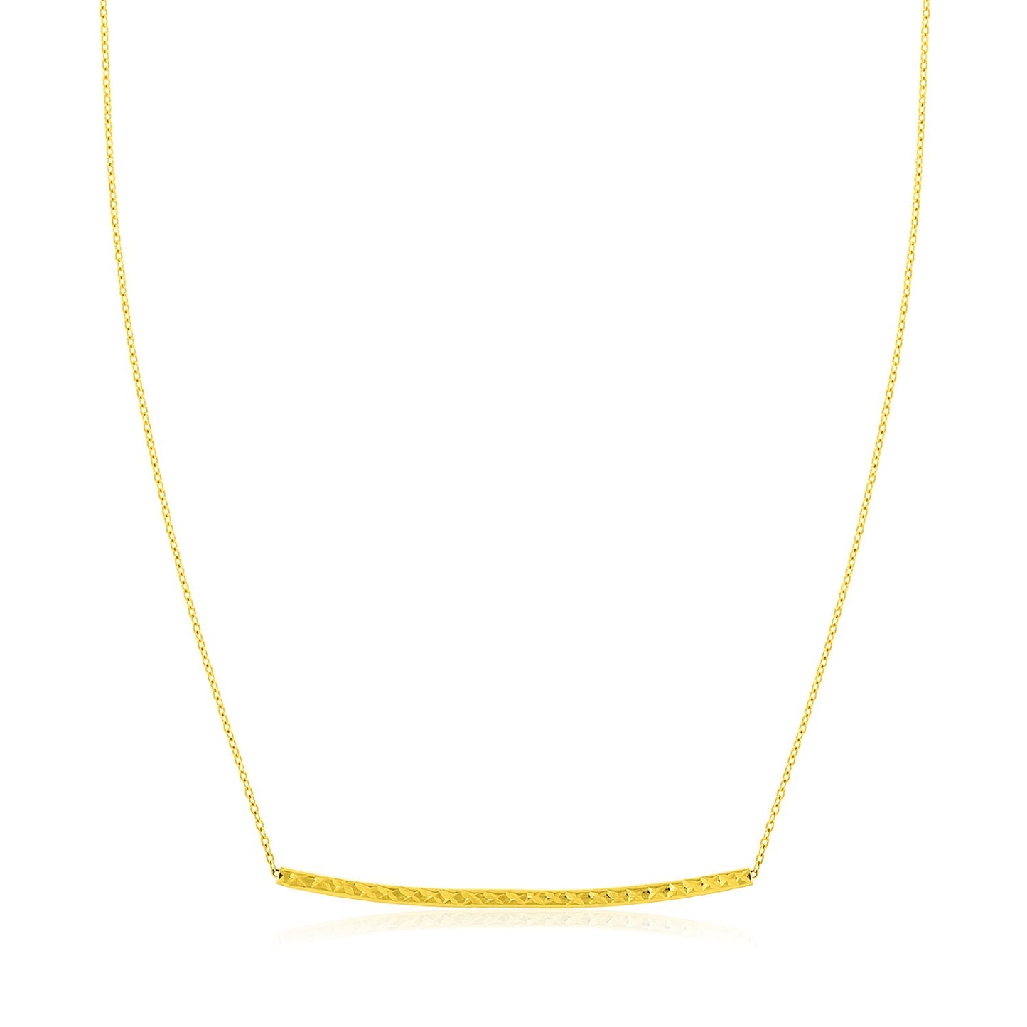 14k Yellow Gold Thin Textured Bar Necklace