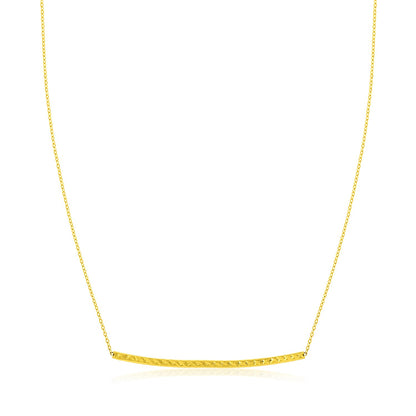 14k Yellow Gold Thin Textured Bar Necklace