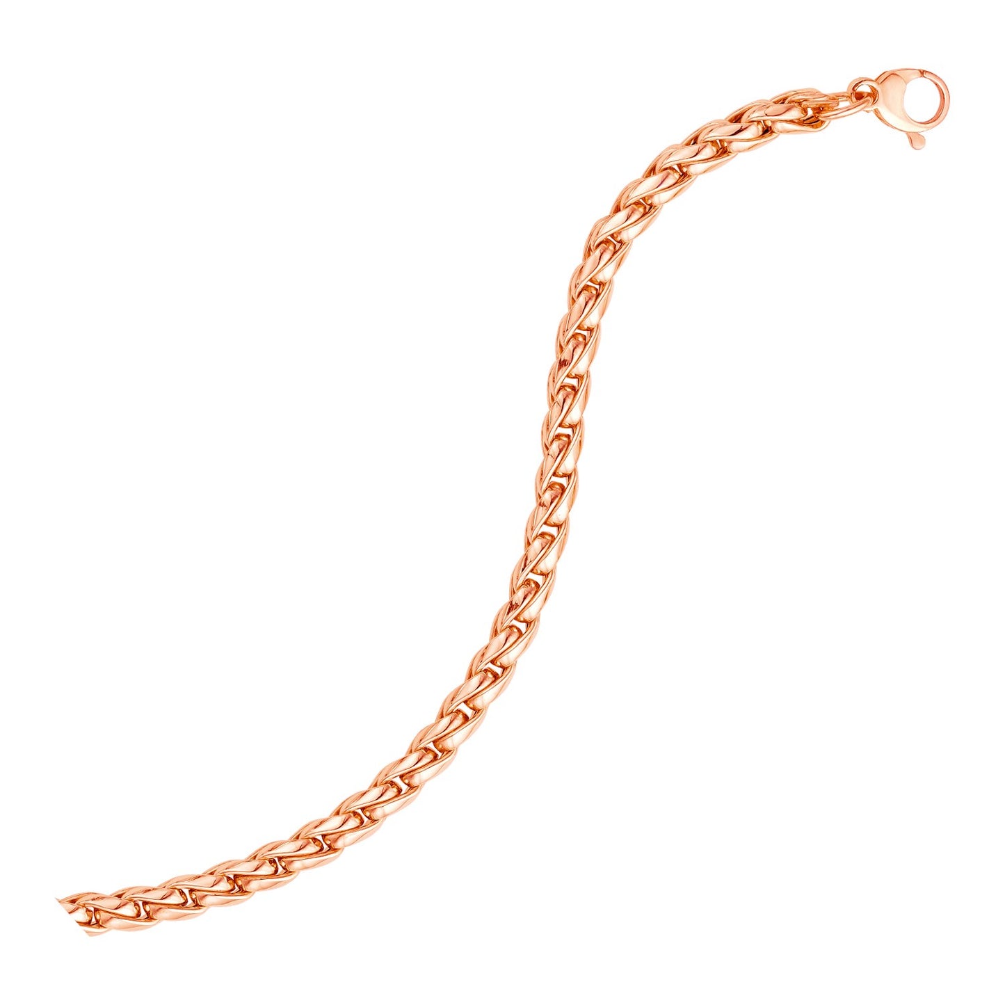 14k Rose Gold 7 1/2 inch Round Curb Chain Bracelet