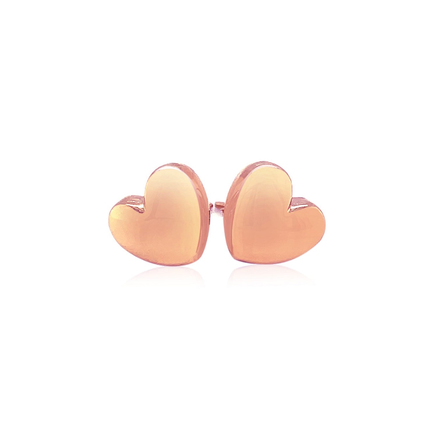 14k Rose Gold Puffed Heart Shape Shiny Earrings